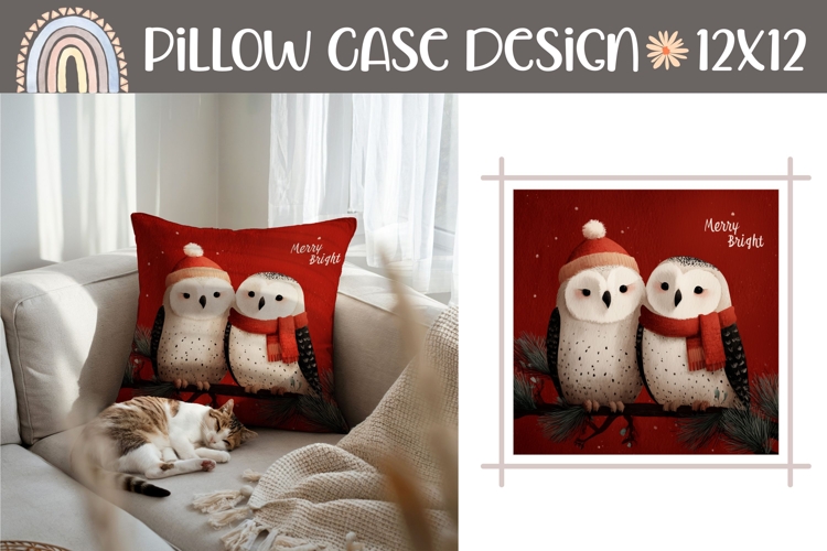 Christmas Pillow Design, Christmas Owl Pillow Template