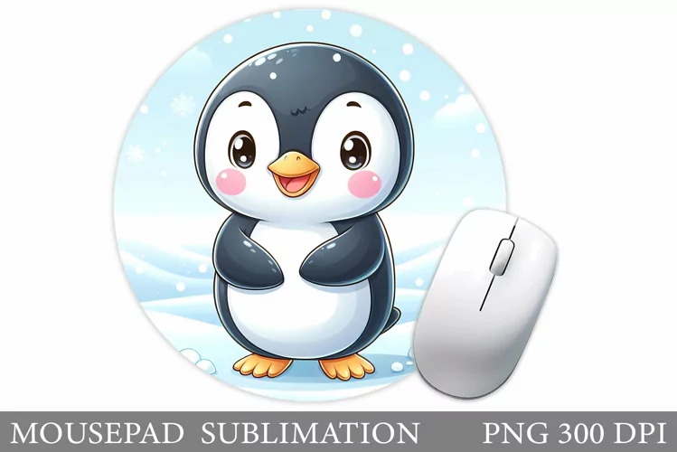 Cute Penguin Mouse Pad. Christmas Mouse Pad Design