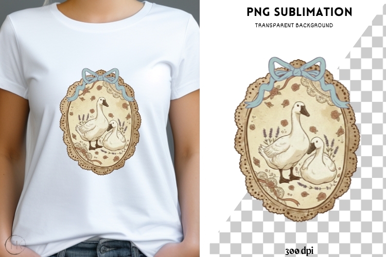 Vintage frame geese png design for T-shirts