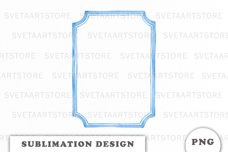 Watercolor Blue Frame png example image 1