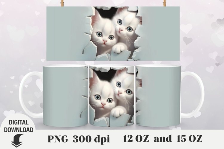 Valentine Mug Wrap, heart 3d Mug Sublimation