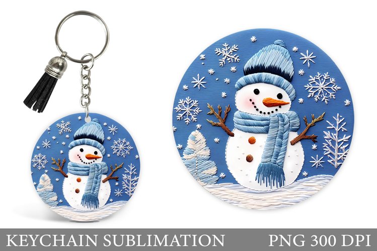 Snowman Keychain Design. Cute Snowman Keychain Sublimation