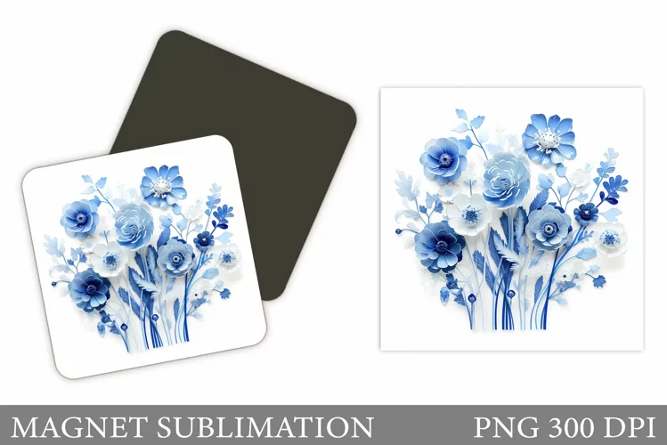 3D Wildflowers Magnet Sublimation. Flowers Magnet Design