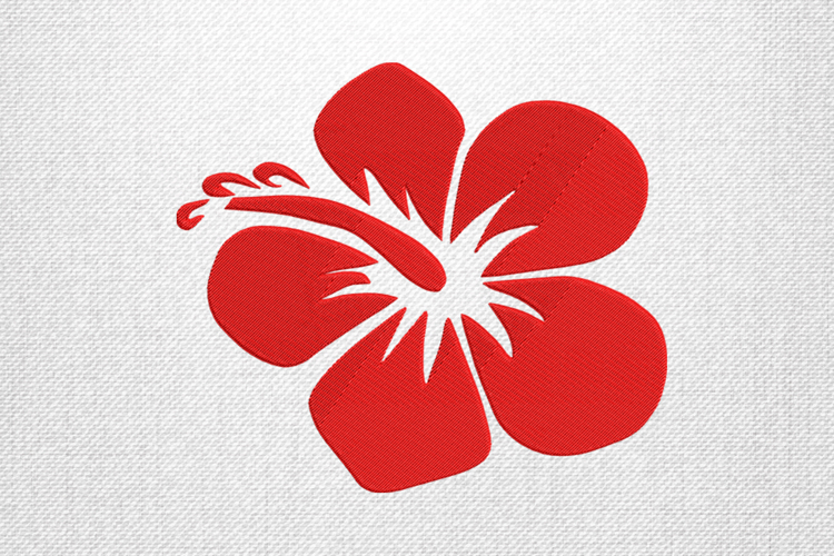 Bold Red Hibiscus Flower Embroidery Design