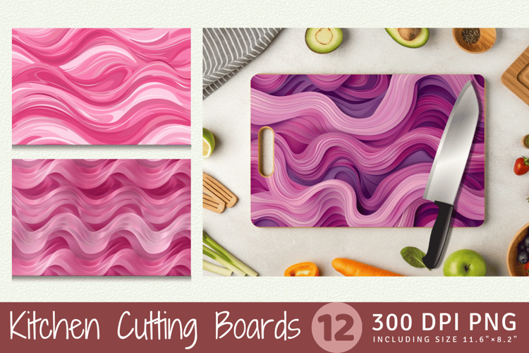 Pink Abstract Waves Cutting Boards sublimation Design