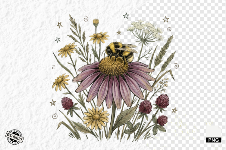 1920 Botanical Summer Wildflowers Clipart