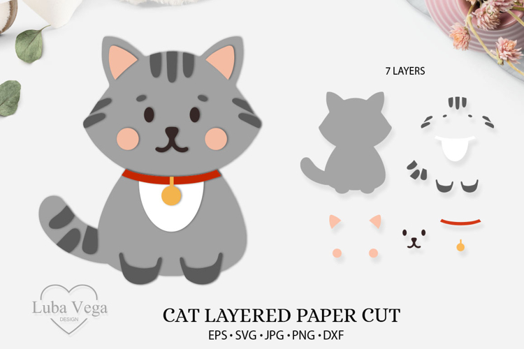 Cardstock ideas / Cat Cricut / Cat layered paper cut