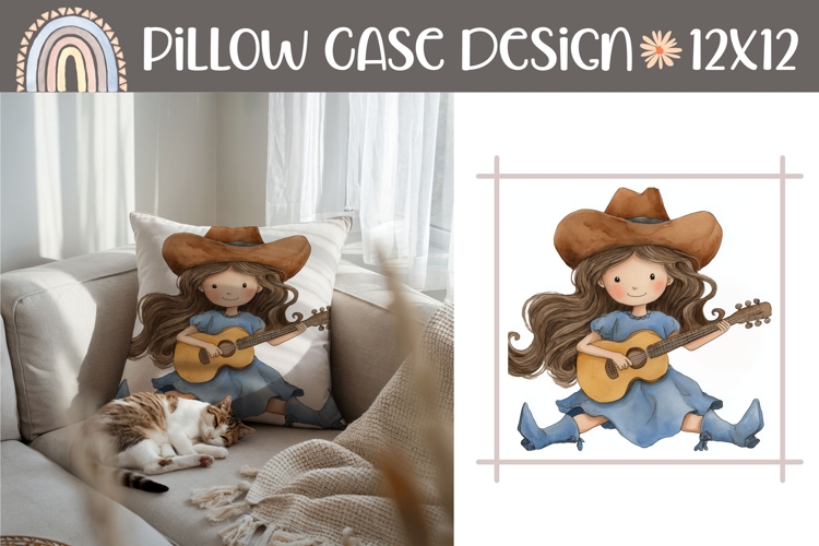 Cowboy Girl Pillow Template, Cowboy Pillow Sublimation