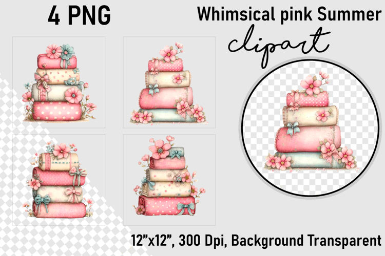 Whimsical pink Summer clipart PNG, Summer clipart