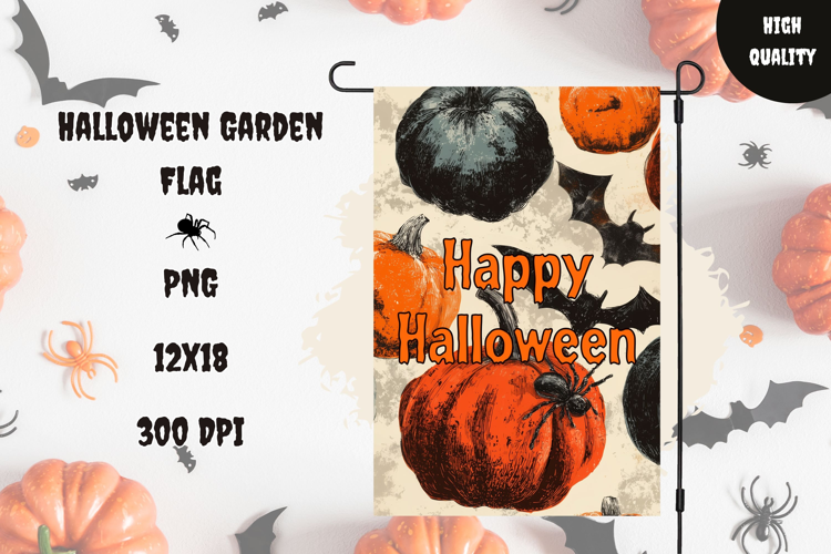 Vintage Pumpkins Garden Flag, Happy Halloween Garden Flag
