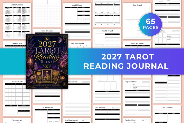 2027 Tarot Reading Journal | Tarot Spreads, Card Meanings