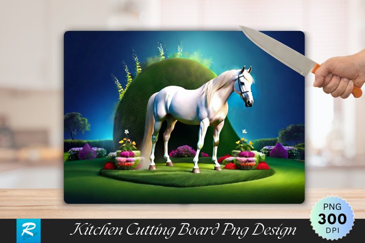 3D Horse With Garden Cutting Board Sublimation Design example image 1
