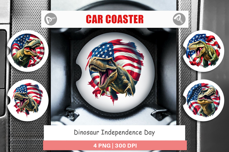 Car Coaster Dinosaur 4th of July
