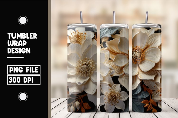 3d flower tumbler wrap sublimation example image 1