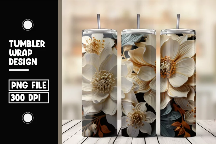 3d flower tumbler wrap sublimation