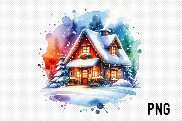 Cozy Cottage Sublimation - Cozy Cottage landscape Clipart example image 1