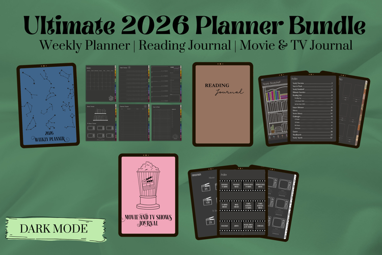 Ultimate 2026 Digital Planner Bundle | Dark Mode