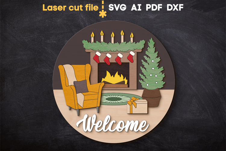 Christmas Welcome SVG laser cut files for Glowforge