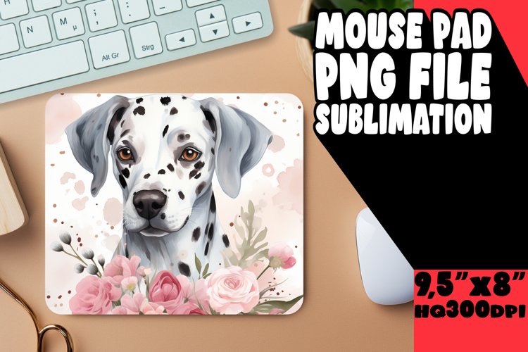 Colorful Dog and Flower Mouse Pad