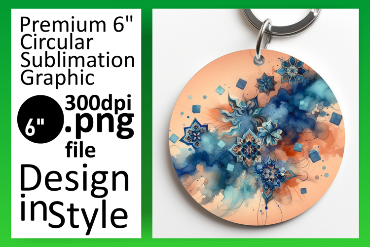 Charming Round Design Coaster Template , Watercolor Patter