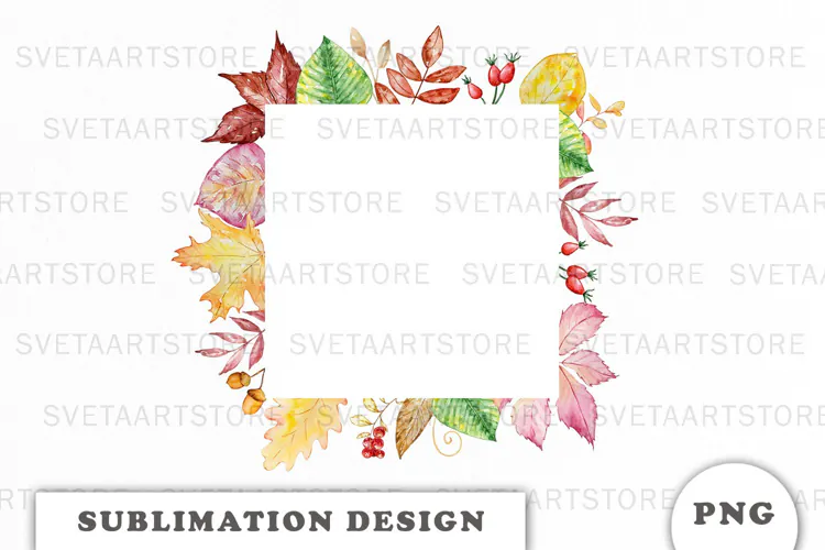 Watercolor Autumn Floral Frame png