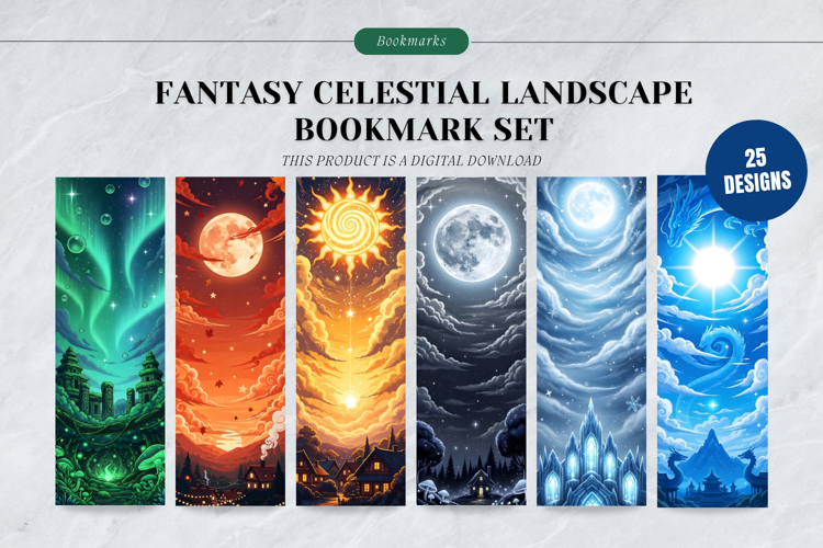 Fantasy Celestial Landscape Bookmark Set,Cosmic Galaxy Book