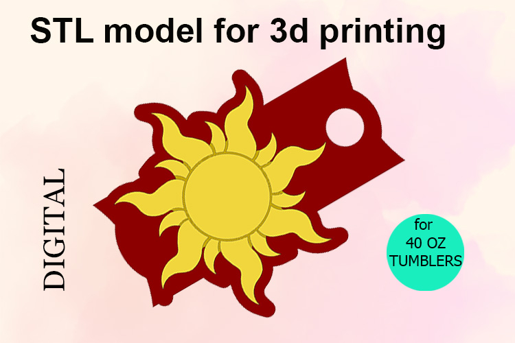 Sun, 40 OZ Tumbler, Topper for 3D Printing