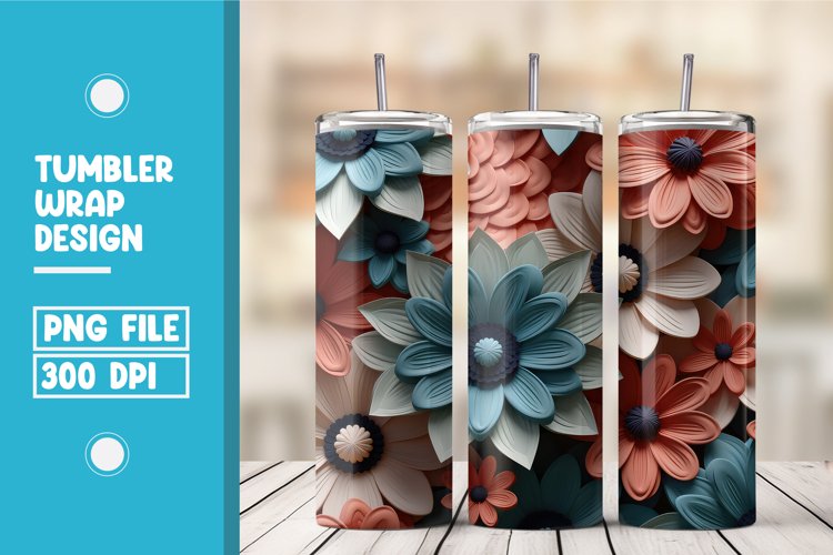 3d flower tumbler wrap sublimation