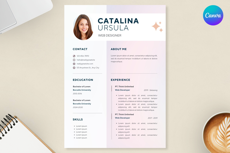 05 Soft Pink Resume Template - Canva