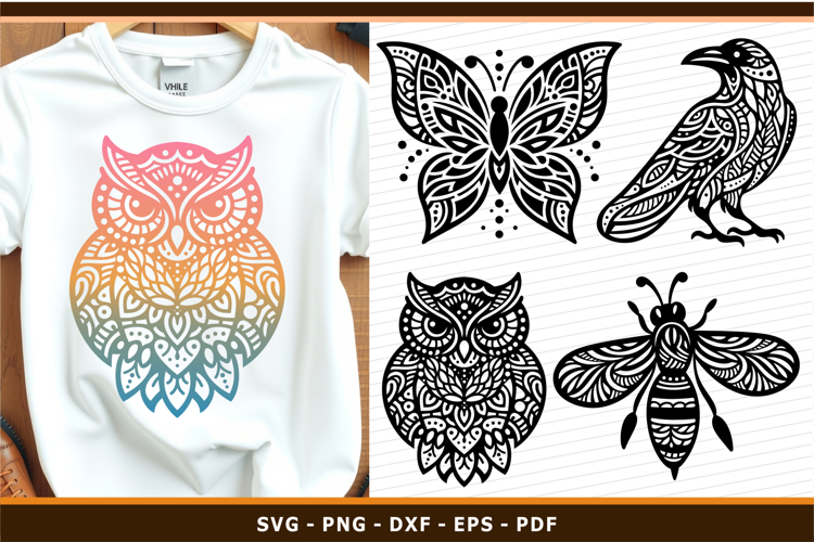 Zentangle Animals SVG, Animal Mandala SVG