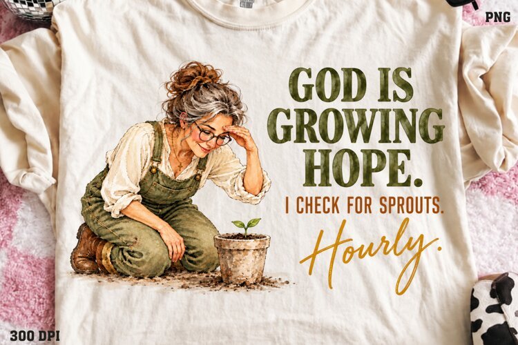 Hope Keeps Growing Here Shirt PNG, Christian Tree Stump Cros example image 1