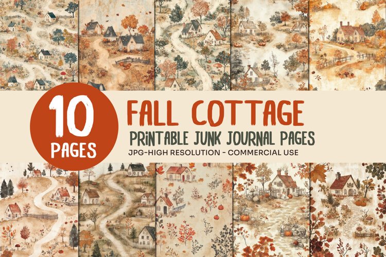 Autumn Countryside Junk Journal Pages example image 1