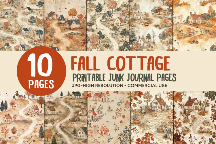 Autumn Countryside Junk Journal Pages