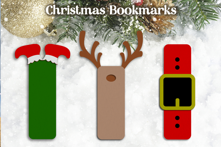 Layered Christmas bookmark svg, Santa Elf and Rudolph