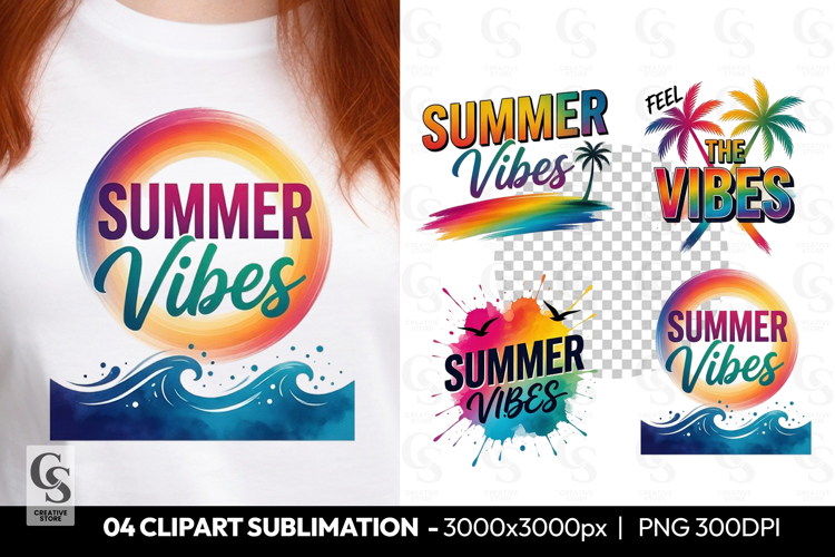 Summer Vibes Rainbow Beach Clipart PNG Sublimation