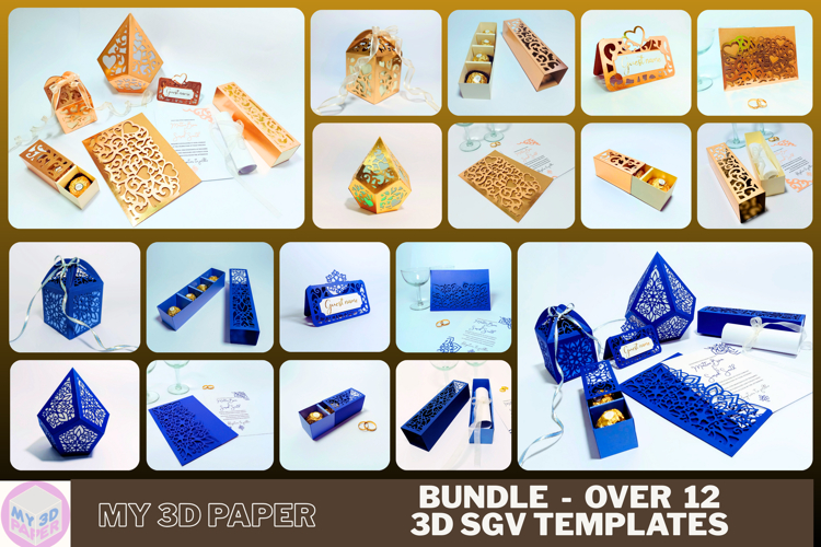 Bundle 12 SVG Wedding Invitation Gift Box Arabesques Morocca