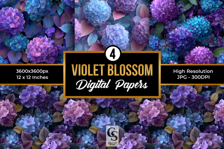 Violet Blossom Digital Paper example image 1