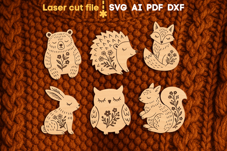 Christmas Animals Pins SVG laser cut files for Glowforge