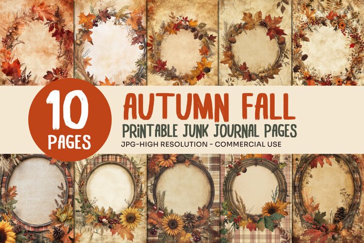 Autumn Wreath Junk Journal Pages example image 1