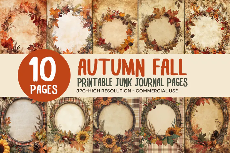 Autumn Wreath Junk Journal Pages