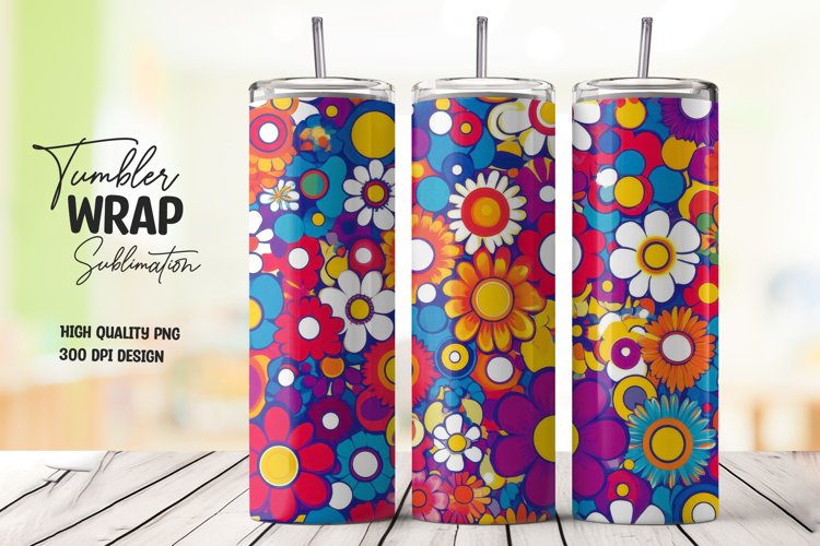 Floral Pattern Tumbler Wrap Sublimation Design