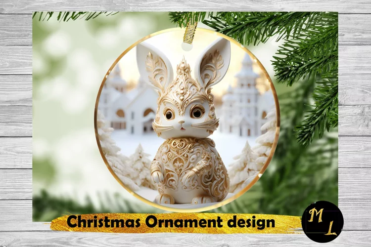 Christmas Ornament Sublimation,Bunny Christmas Ornament