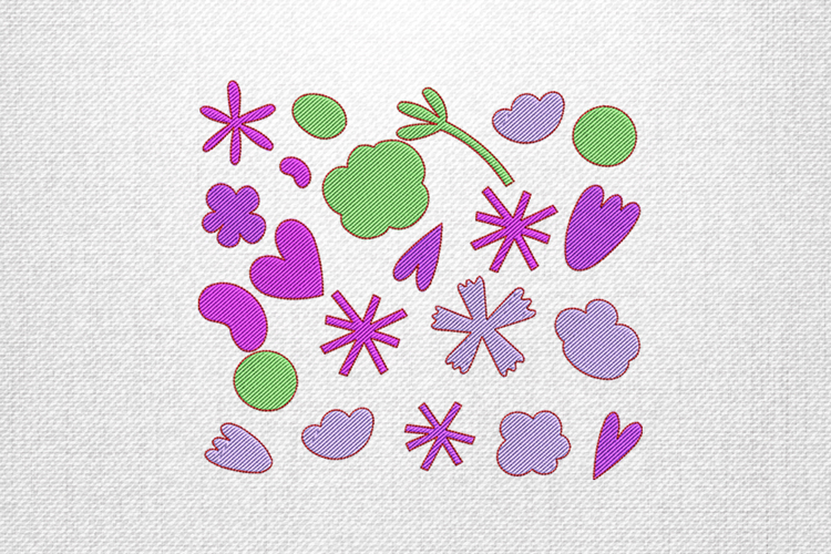 Playful Shapes and Flowers Embroidery Design