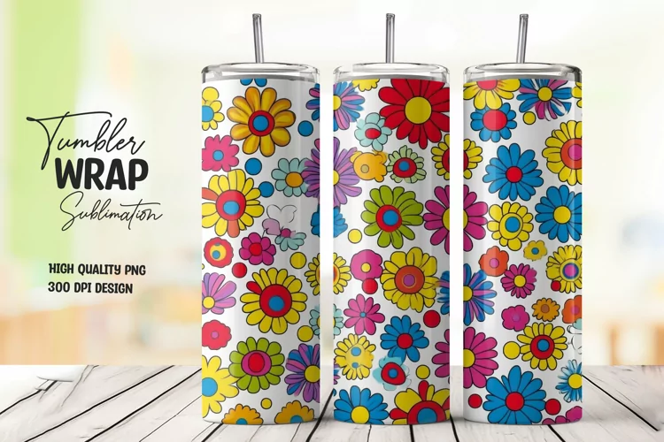 Floral Pattern Tumbler Wrap Sublimation Design