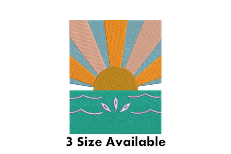 Sunrise Over Waves Three Size Embroidery Design