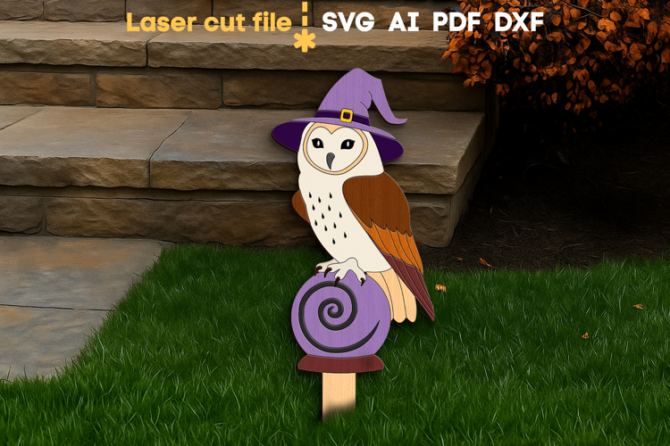 Halloween Owl Yard Stake SVG laser cut file for Glowforge