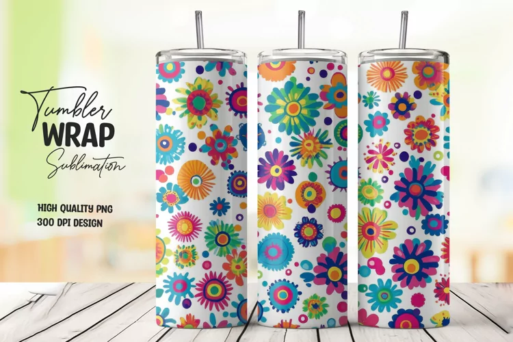 Floral Pattern Tumbler Wrap Sublimation Design