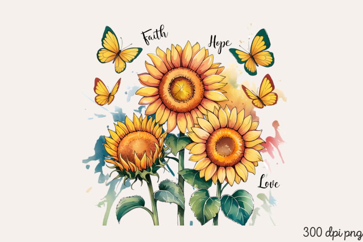 Faith hope love PNG, Sunflower Christian Sublimation PNG example image 1