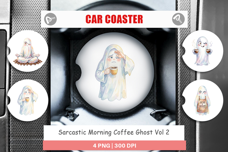 Sarcastic Coffee Ghost Car Coaster