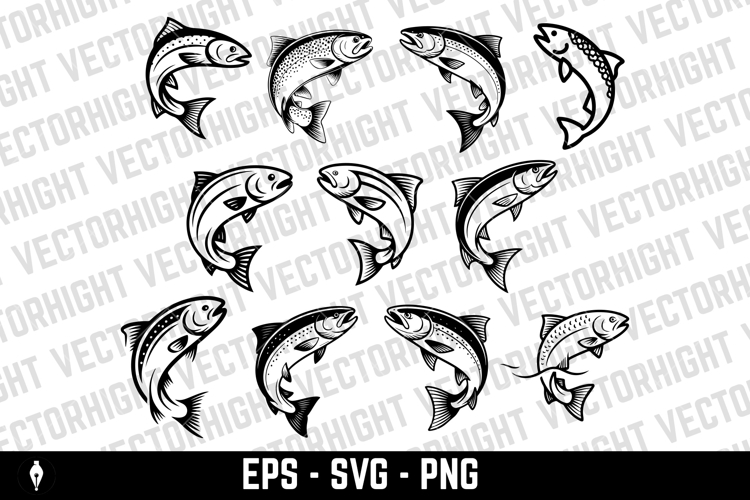 Illustration of a salmon isolated on white background.